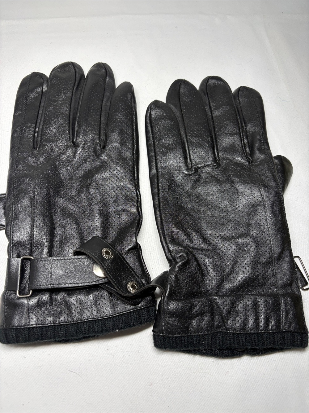 Pierre Cardin black Leather poly Lined Gloves L/XL